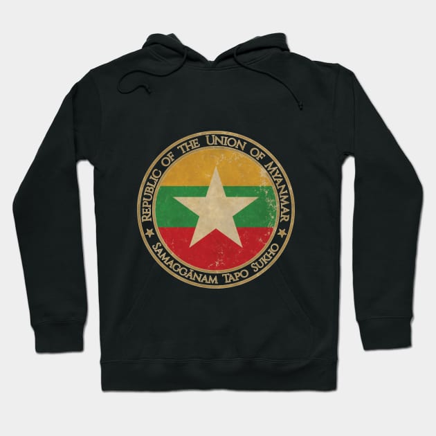 Vintage Republic of the Union of Myanmar Asia Asian Flag Hoodie by DragonXX